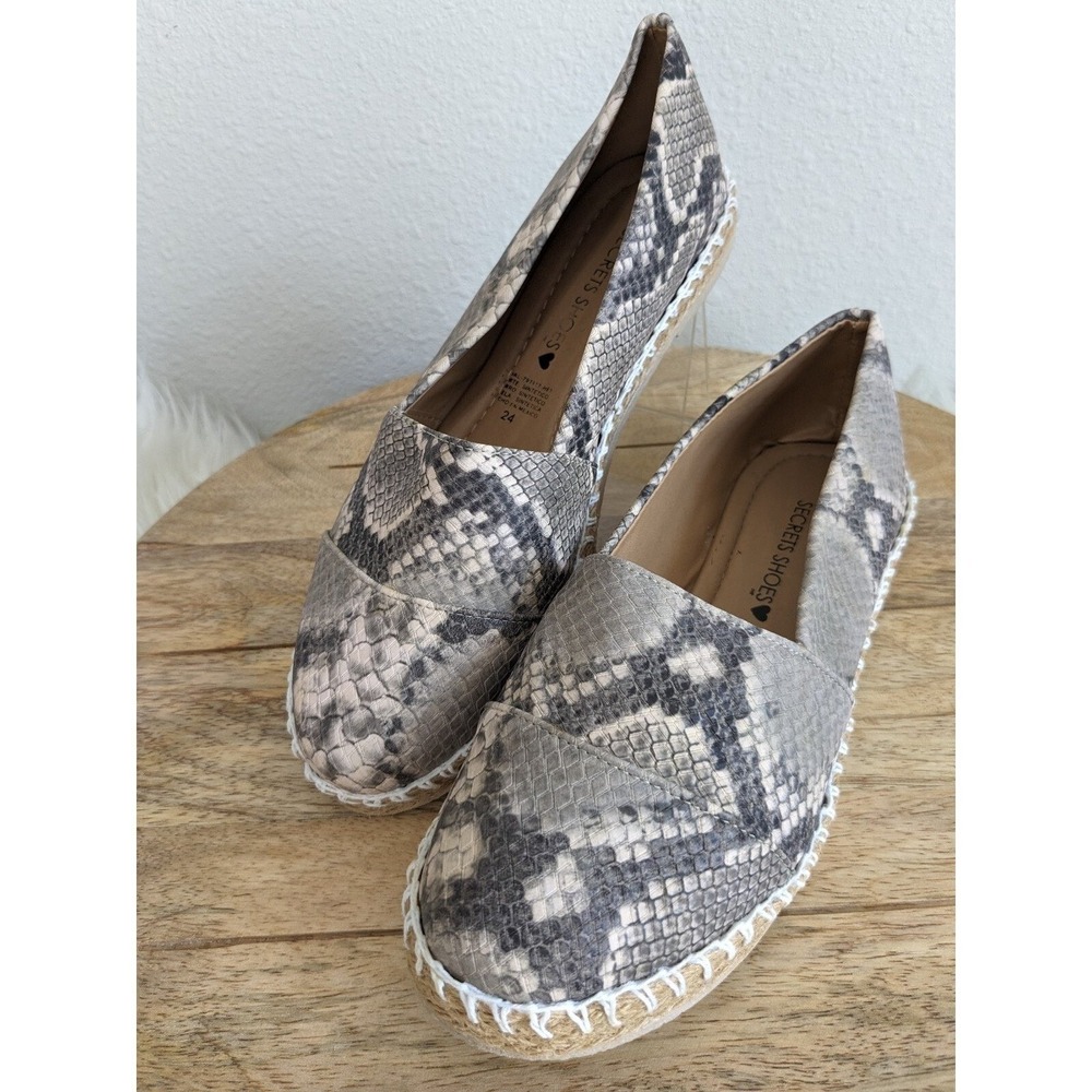 Women's Snakeskin Print Espadrille Platform SlipOn Flats Jute Sole Shoes 10 NEW - Picture 4 of 8